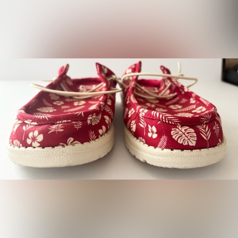 Hey Dude Wally Slip On Luau Shoes in Varsity Red - Picture 12 of 13